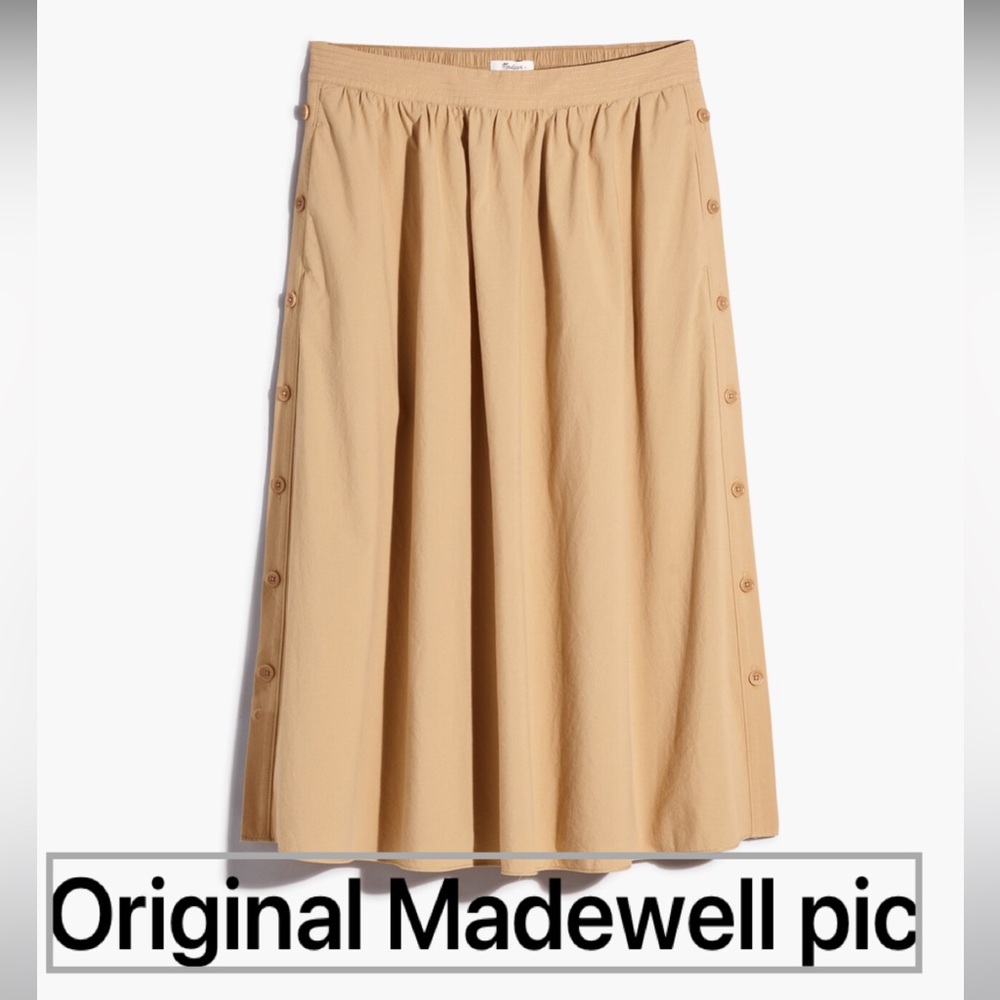 MADEWELL signature poplin side-button midi skirt/ size xxs/ seed khaki color - Picture 4 of 7